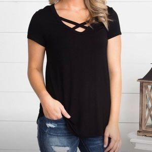 Lime n Chili Cross Top Black